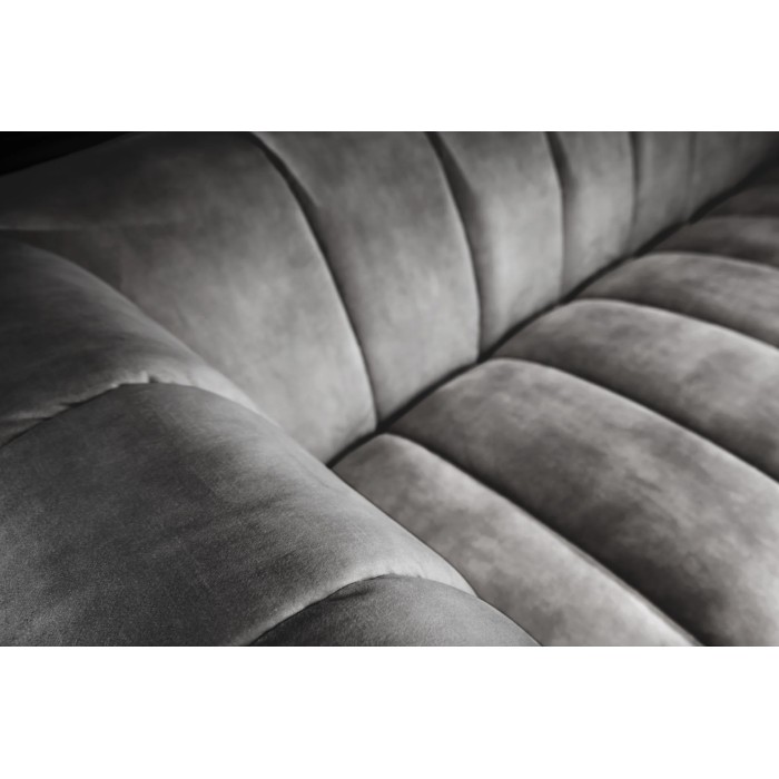 Sofa rechte NORA grijs - Chique fluwelen sofa met metalen poten
