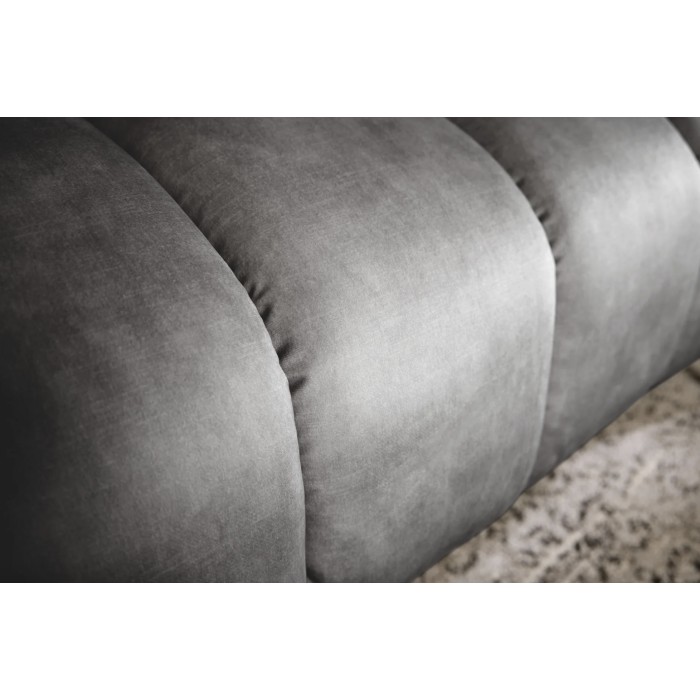 Sofa rechte NORA grijs - Chique fluwelen sofa met metalen poten