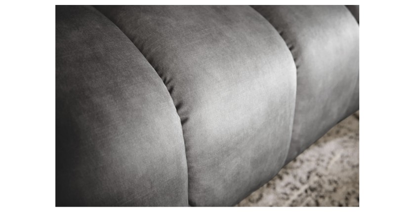 Zoom sur les motifs du canapé droit NORA gris