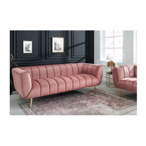 Canapé droit DANNA rose poudré vu de côté