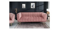 Canapé droit DANNA rose poudré vu de face
