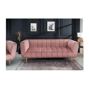 Canapé droit DANNA rose poudré vu de face