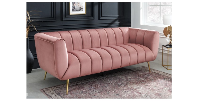 Canapé droit DANNA rose poudré mis en situation