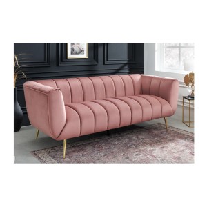 Canapé droit DANNA rose poudré mis en situation