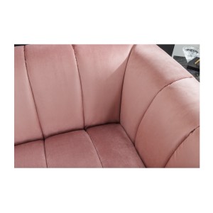 Zoom sur l'angle du canapé droit DANNA rose poudré