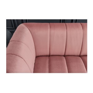 Zoom sur les motifs du canapé droit DANNA rose poudré
