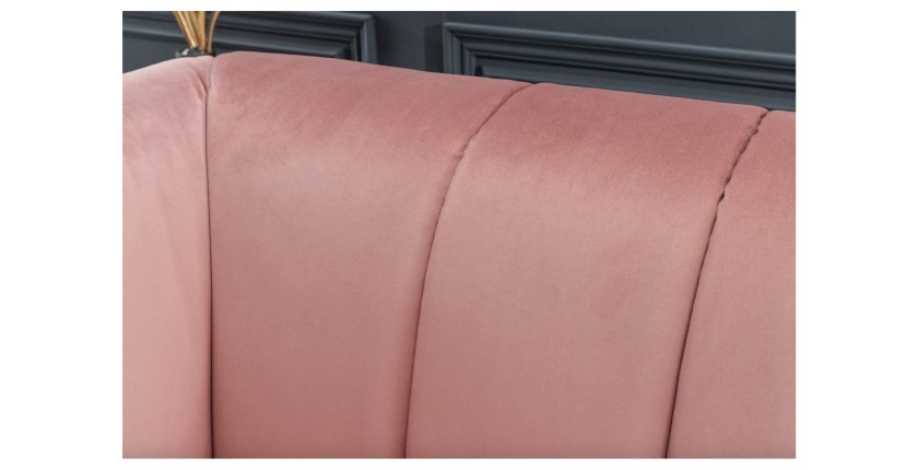 Zoom sur le dossier du canapé droit DANNA rose poudré