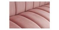 Zoom sur la texture du canapé droit DANNA rose poudré