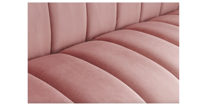 Zoom sur la texture du canapé droit DANNA rose poudré