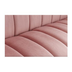Zoom sur la texture du canapé droit DANNA rose poudré