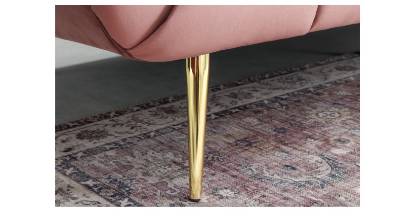Zoom sur l'un des pieds du canapé droit DANNA rose poudré