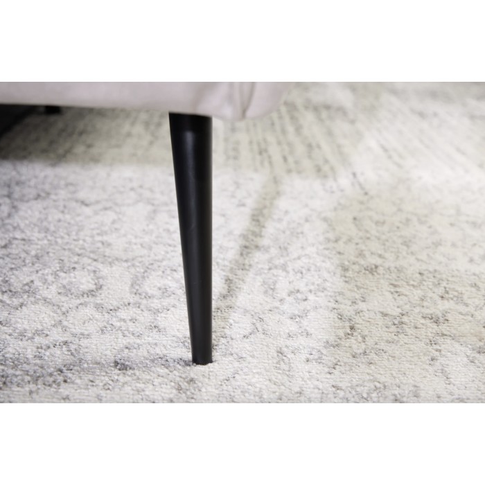 Sofá recto NORA blanco champán - Sofá chic de terciopelo con patas de metal negro
