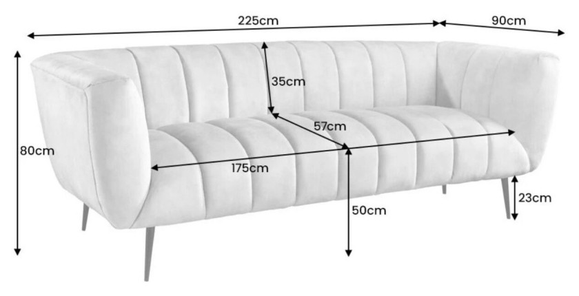 Dimensions du canapé droit DANNA blanc