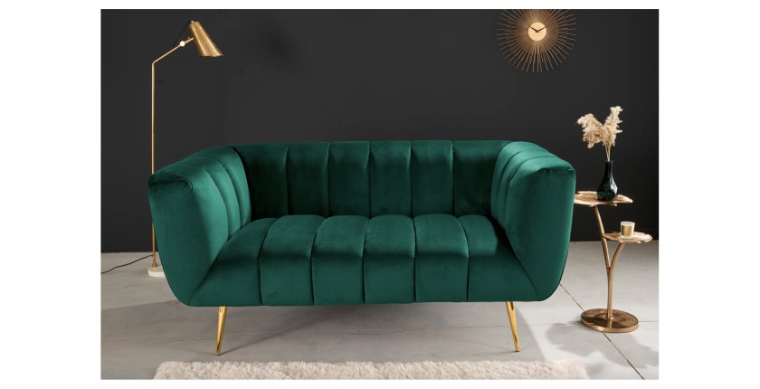 Canapé droit NORA vert en 165cm vu de face