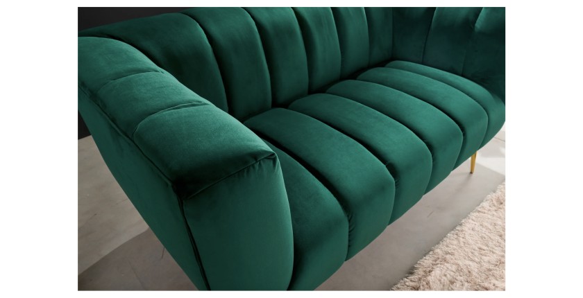 Zoom sur l'accoudoir du canapé droit NORA vert en 165cm