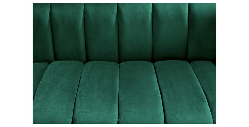 Zoom sur les motifs du canapé droit NORA vert en 165cm