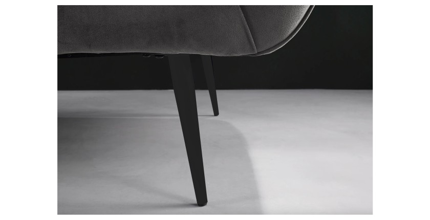 Zoom sur l'un des pieds du canapé droit NORA gris en 165cm