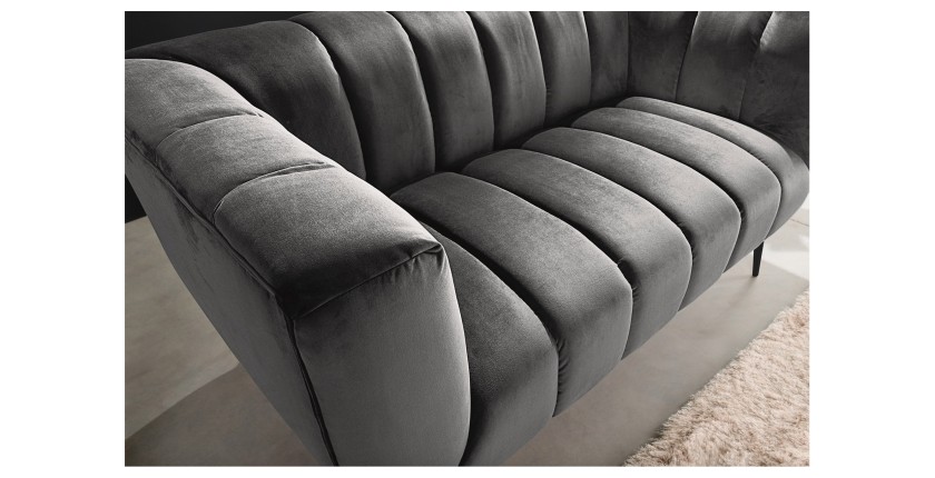 Zoom sur l'angle du canapé droit NORA gris en 165cm