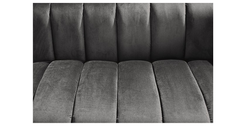 Zoom sur les motifs du canapé droit NORA gris en 165cm