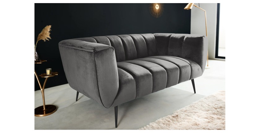 Canapé droit NORA gris en 165cm mis en situation