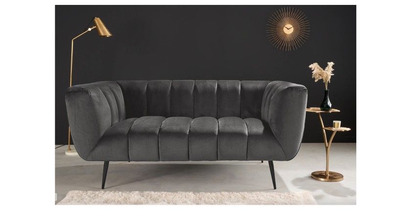 Canapé droit NORA gris en 165cm vu de face