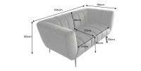 Dimensions du canapé droit NORA gris en 165cm