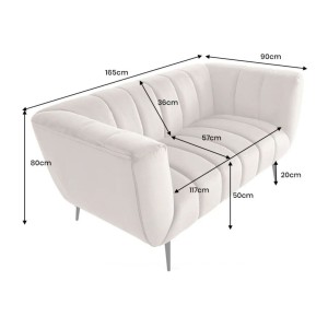 Dimensions du canapé droit NORA blanc en 165cm