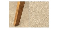 Zoom sur les détails de la chaise ARKAYA en bois massif d'acacia et tissu blanc