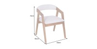 Dimensions de la chaise ARKAYA en bois massif d'acacia et tissu blanc