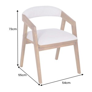 Dimensions de la chaise ARKAYA en bois massif d'acacia et tissu blanc