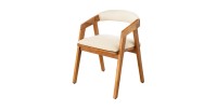 Chaise ARKAYA en bois massif d'acacia et tissu blanc