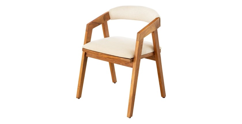 Chaise ARKAYA en bois massif d'acacia et tissu blanc