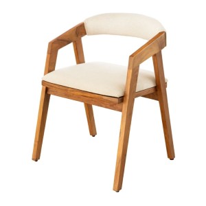 Chaise ARKAYA en bois massif d'acacia et tissu blanc