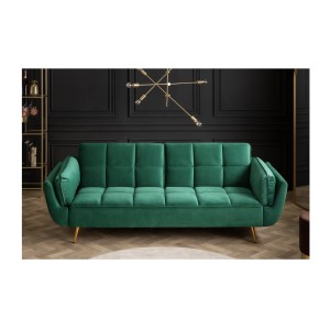 Canapé droit NEVISI vert émeraude – Canapé scandinave convertible en velours