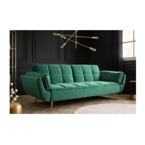 Canapé droit convertible NEVISI vert émeraude mis en situation