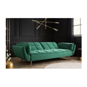 Canapé droit NEVISI vert émeraude – Canapé scandinave convertible en velours