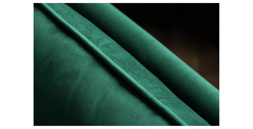 Zoom sur la couture du canapé droit convertible NEVISI vert émeraude