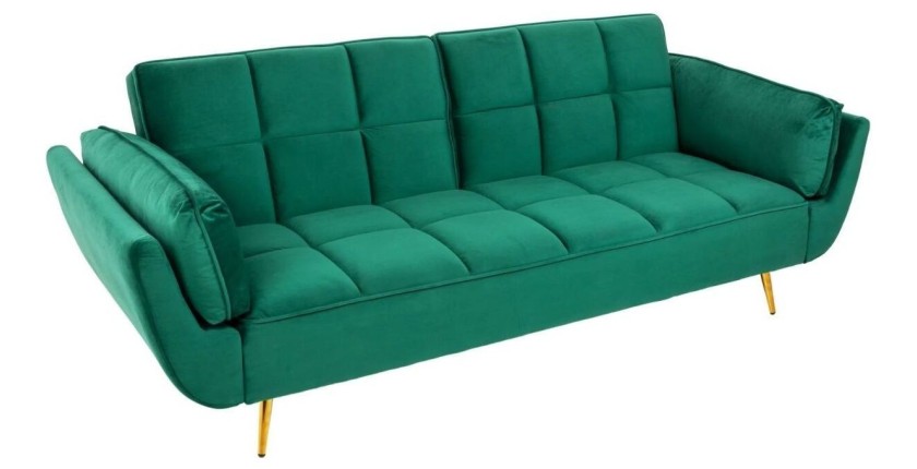Canapé droit convertible NEVISI vert émeraude