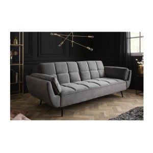 Canapé droit convertible NEVISI gris mis en situation