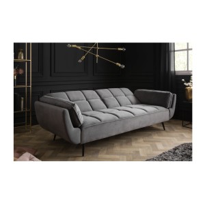 Canapé droit convertible NEVISI gris en se dépliant