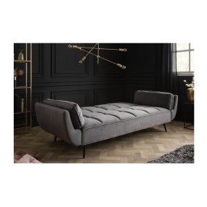 Canapé droit convertible NEVISI gris en mode lit