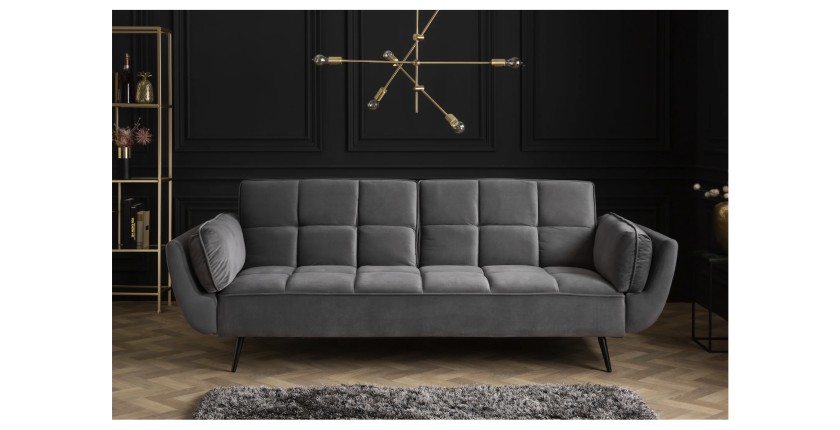 Canapé droit convertible NEVISI gris vu de face