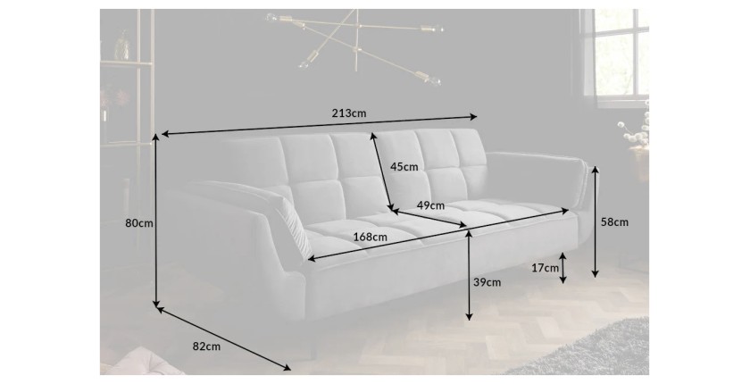 Dimensions du canapé droit convertible NEVISI gris