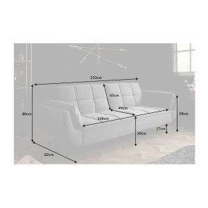 Dimensions du canapé droit convertible NEVISI gris