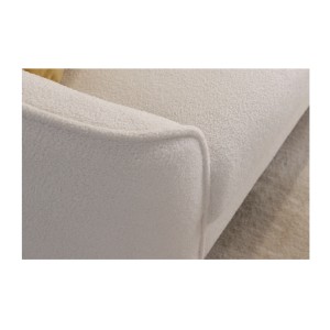 Zoom sur l'accoudoir du canapé droit RINI blanc en tissu bouclette