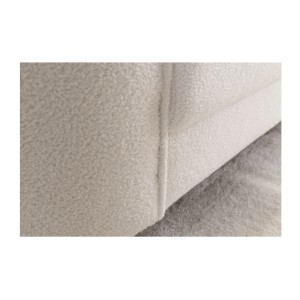 Zoom sur le bas du canapé droit RINI blanc en tissu bouclette