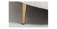 Zoom sur l'un des pieds du canapé droit RINI blanc en tissu bouclette