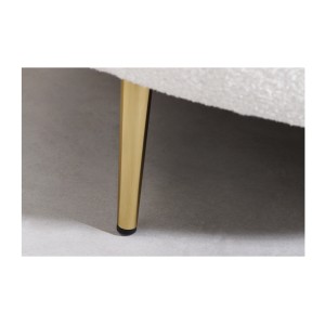 Zoom sur l'un des pieds du canapé droit RINI blanc en tissu bouclette