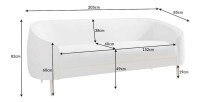 Dimensions du canapé droit RINI blanc en tissu bouclette