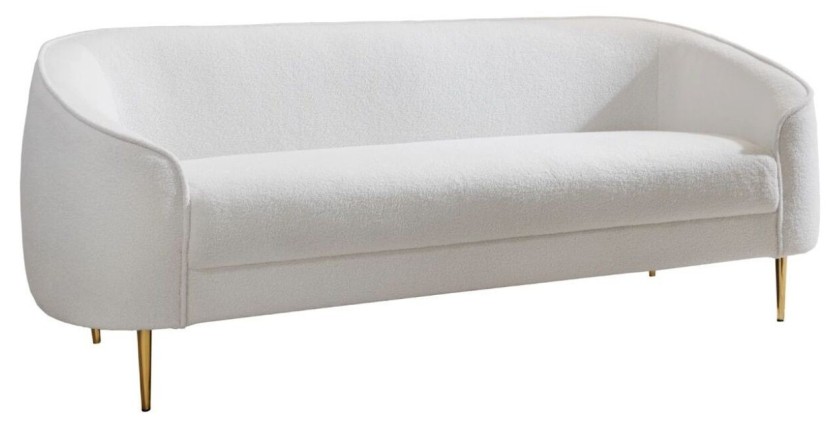 Canapé droit RINI blanc en tissu bouclette